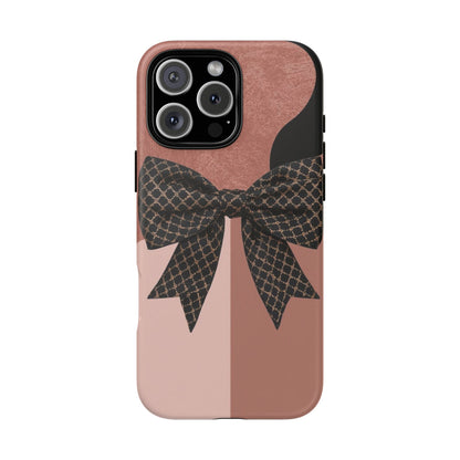 Bow Stripe Tough Phone Case – Pink Mauve Protective Cover