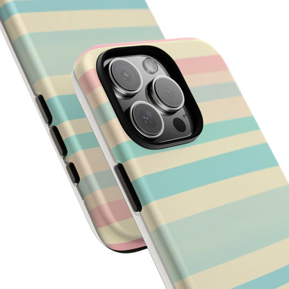 Pastel Striped Tough Phone Case – Protective Retro Rainbow Design