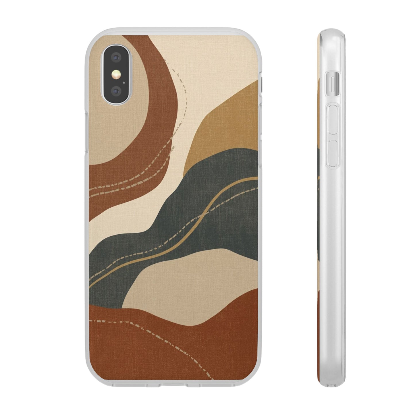 Abstract Earth Tone Phone Case — Boho Wavy Flexi Case