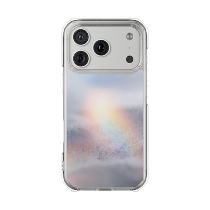 Clear Magnetic Impact Phone Case — Shockproof Transparent Case with Holographic Rainbow Accent