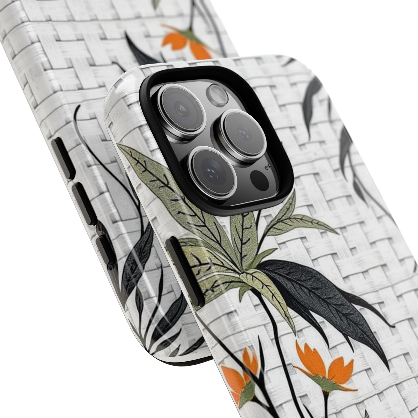 Floral Woven Tough Phone Case — Protective Botanical iPhone Cover