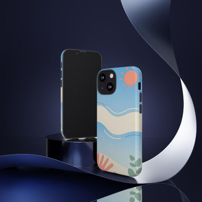 Beach Waves Tough Phone Case — Summer Sun & Seashell Protective Cover
