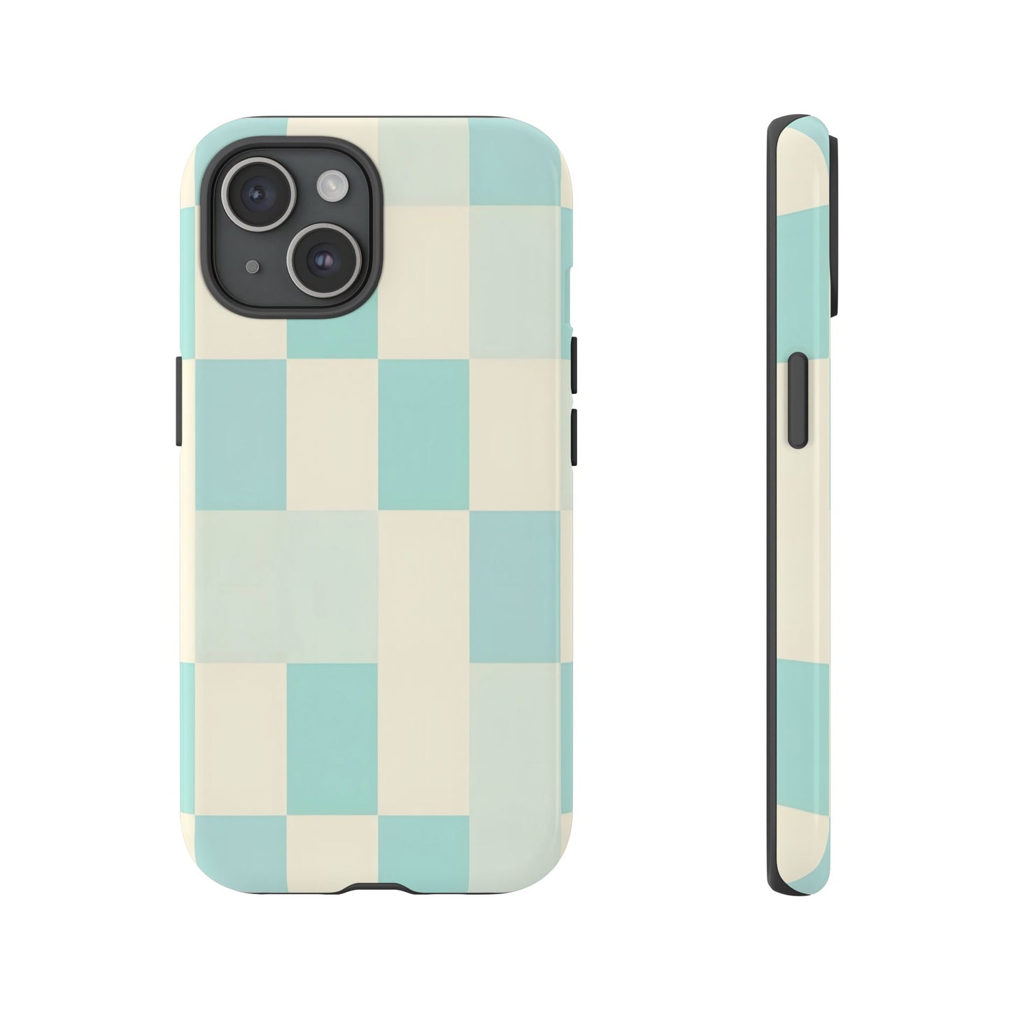 Pastel Checkerboard Tough Case – Mint & Cream Protective Phone Cover