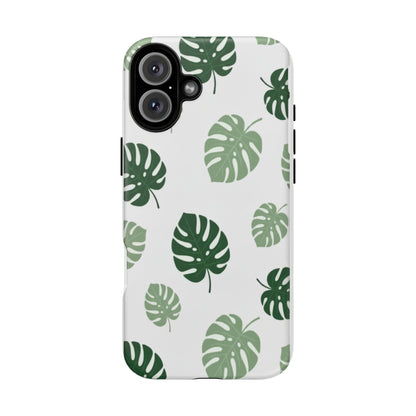 Monstera Leaf Tough Phone Case – Tropical Green Palm Pattern Protective Cover
