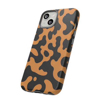 Leopard Print Phone Case — Orange & Black Tough Pattern Protective Cover