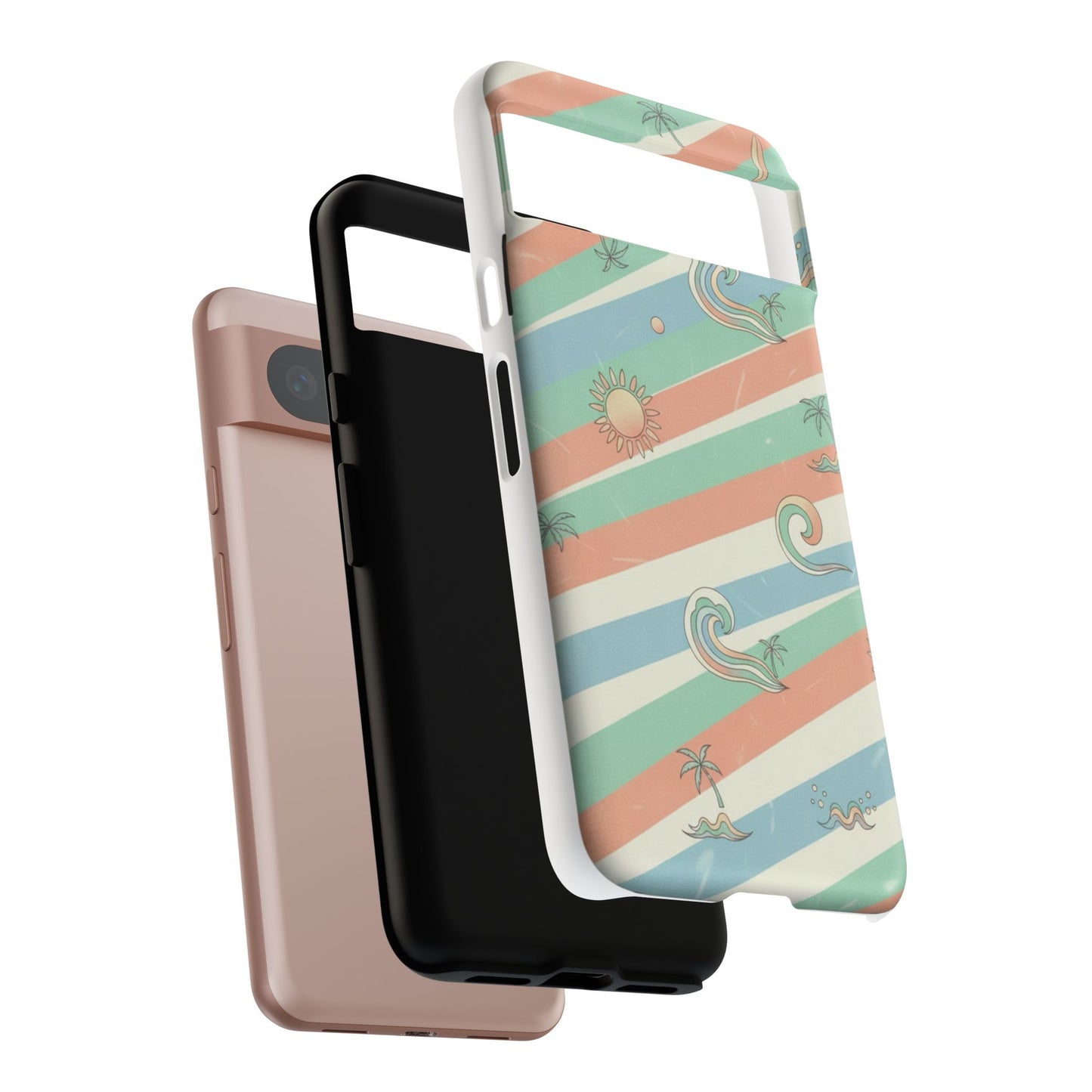Surf Stripe Tough Phone Case — Retro Beach Waves Pattern