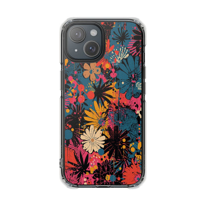 Clear Magnetic Phone Case — Colorful Floral Impact Protection