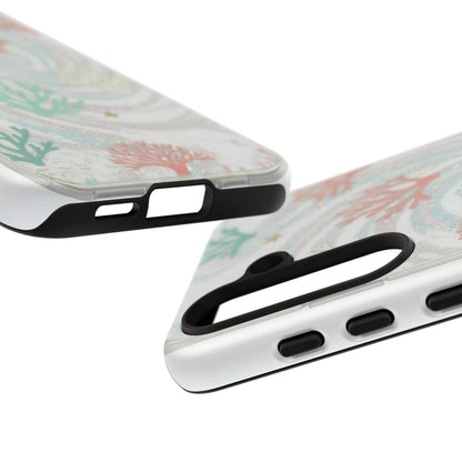 Seafoam Coral Tough Phone Case - Pastel Ocean Wave Design