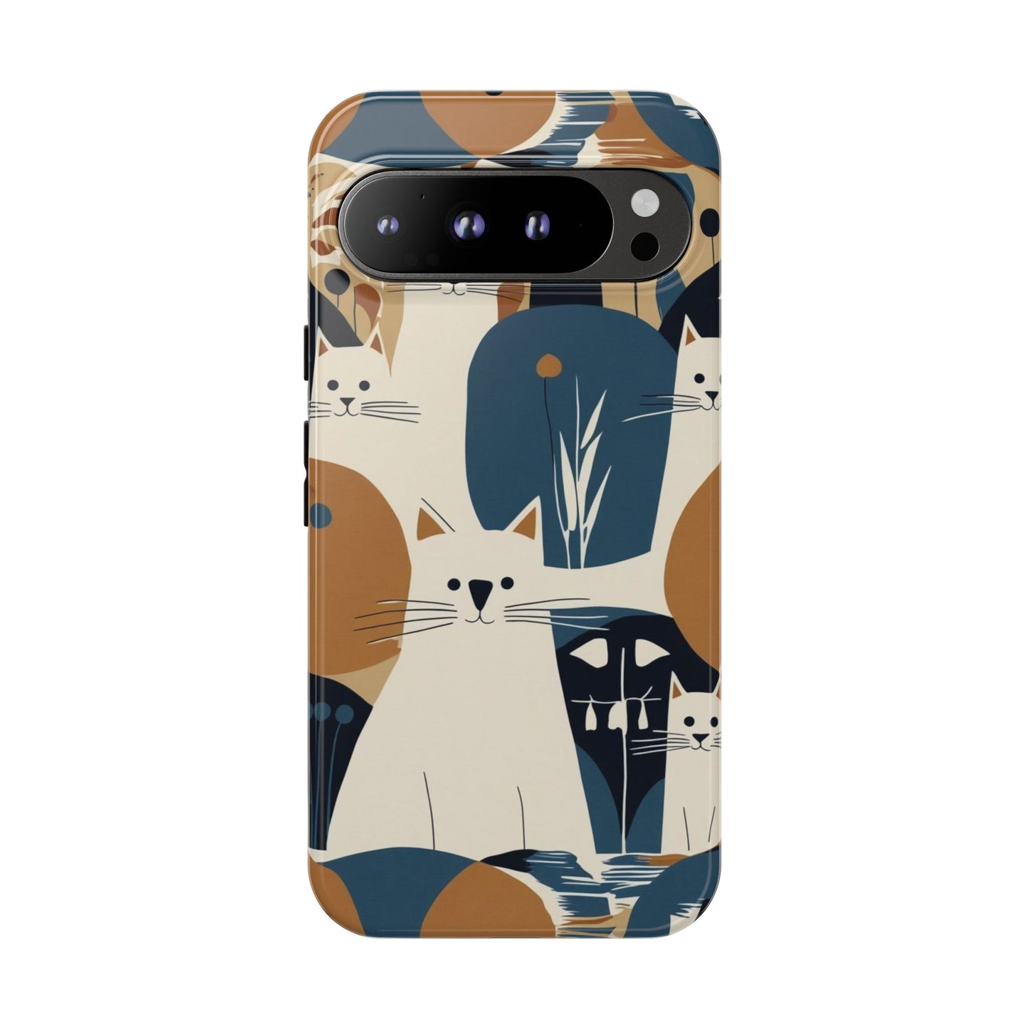 Cat Pattern Phone Case – Retro Abstract Cats Protective iPhone Cover