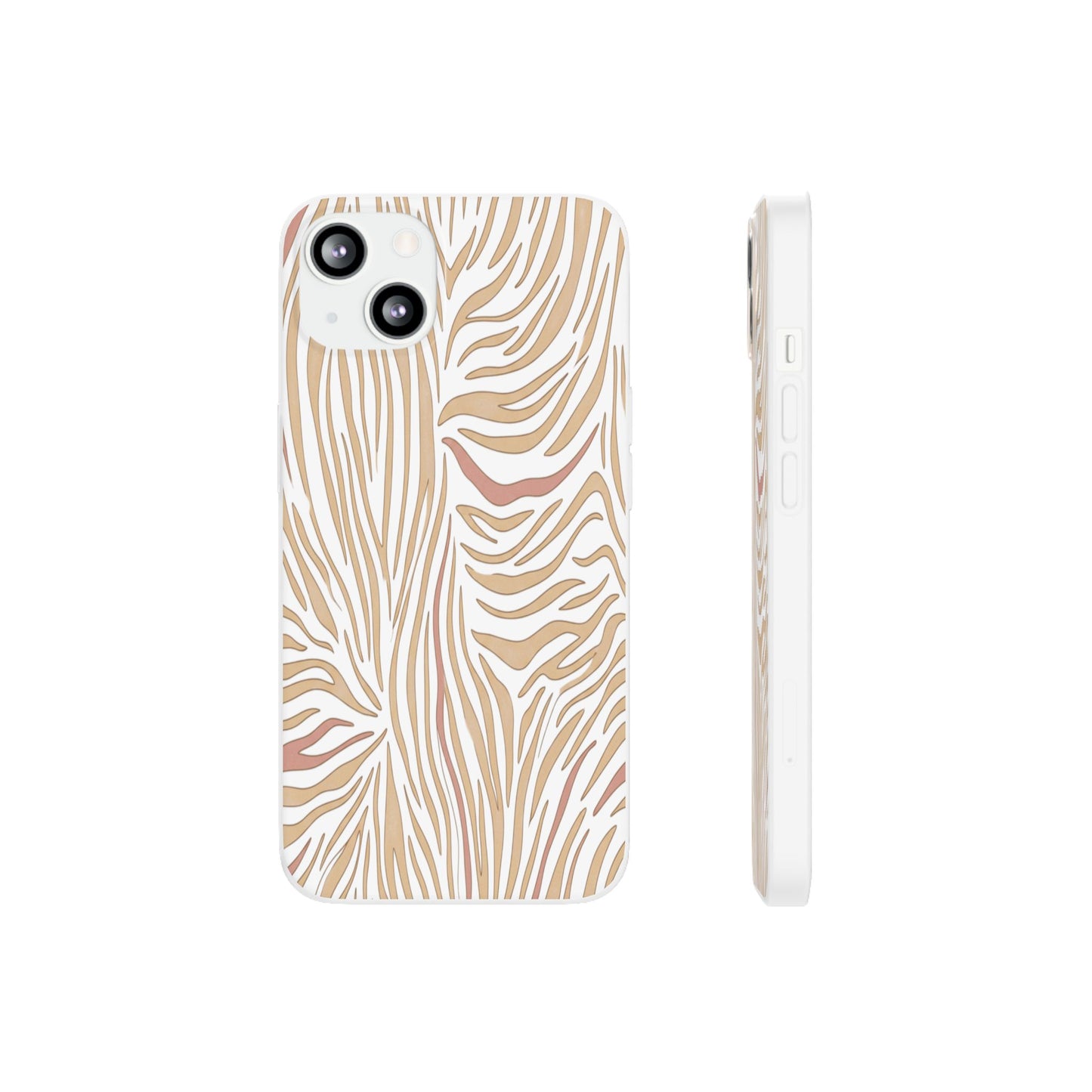 Neutral Zebra Print Flexi Case — Beige & Rose Gold Animal Pattern Phone Cover