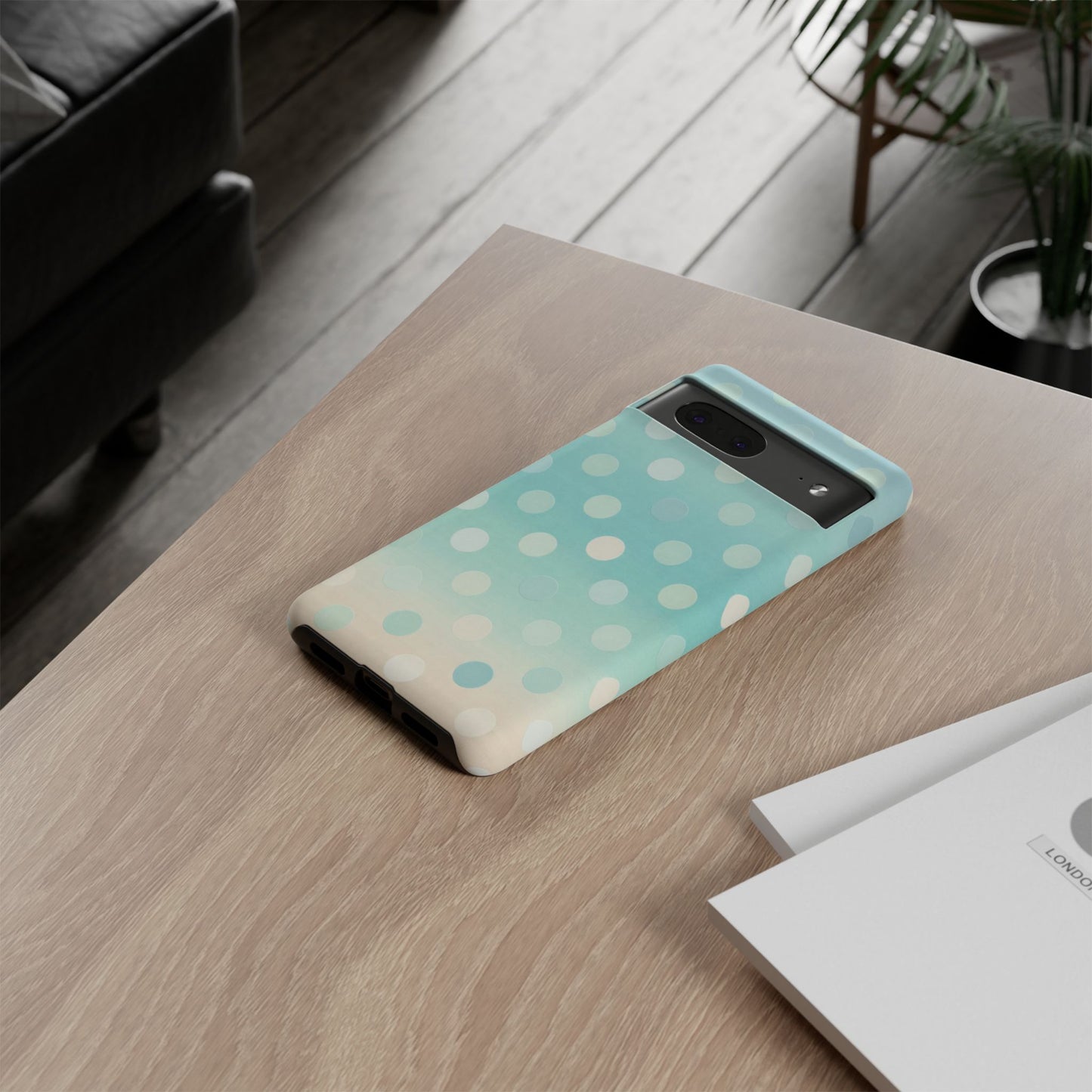 Abstract Palm Tough Phone Case — Minimal Coastal Blue Protective Cover