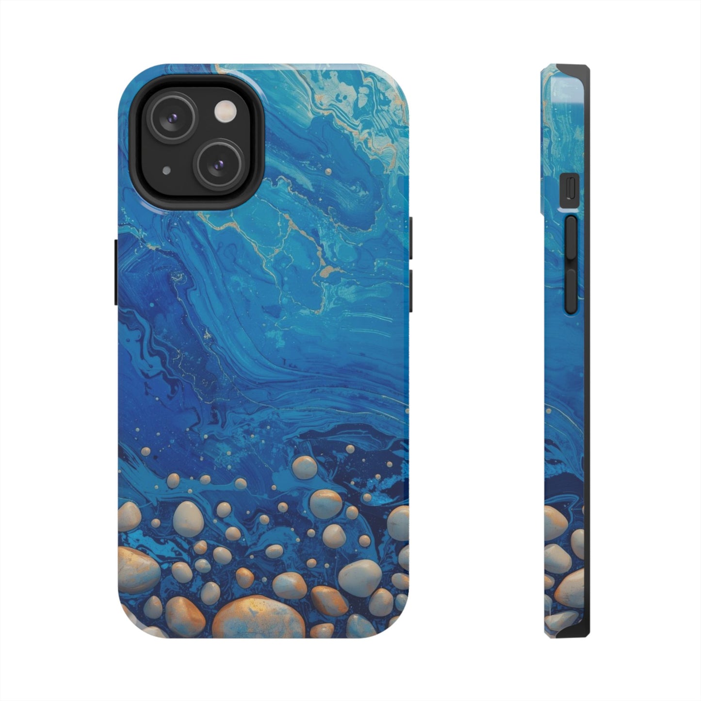 Blue Ocean Pebble Tough Phone Case — Protective Artistic Marble Design
