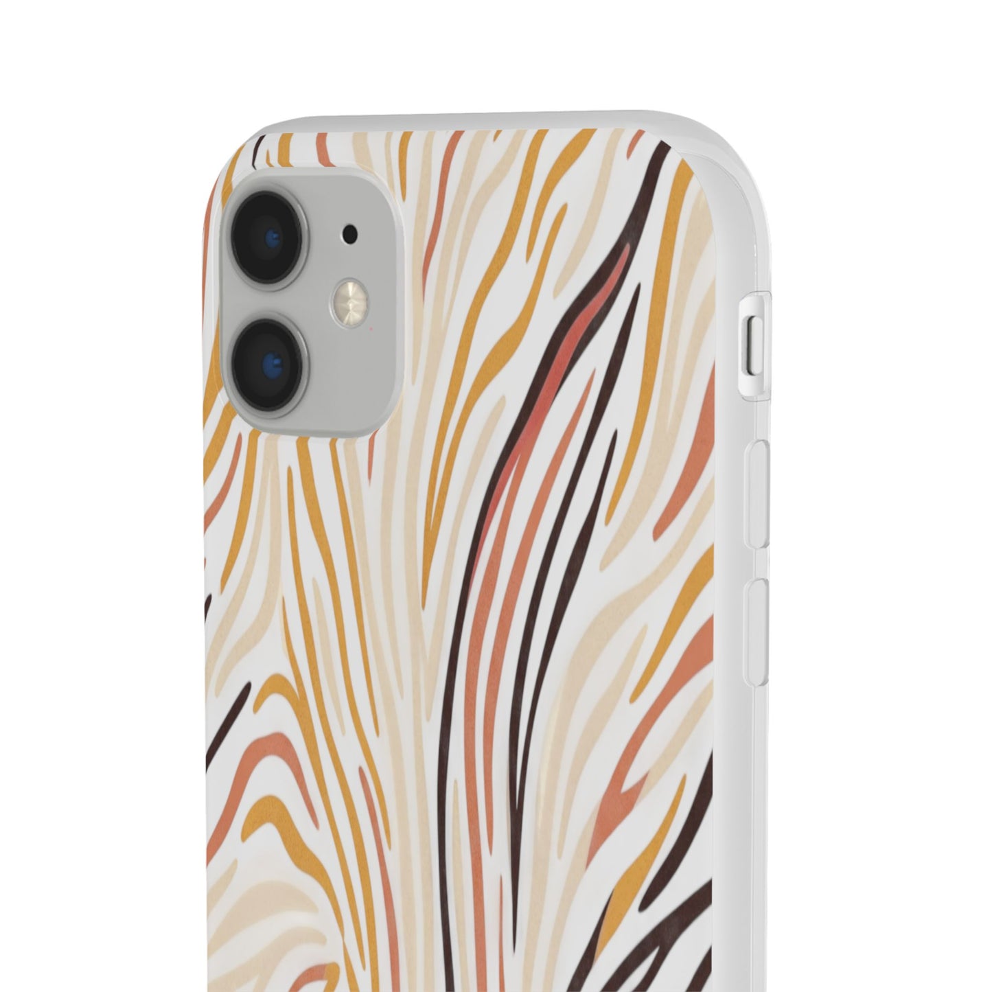 Marbled Neutral Stripe Phone Case — Abstract Beige & Terracotta Flexi Case