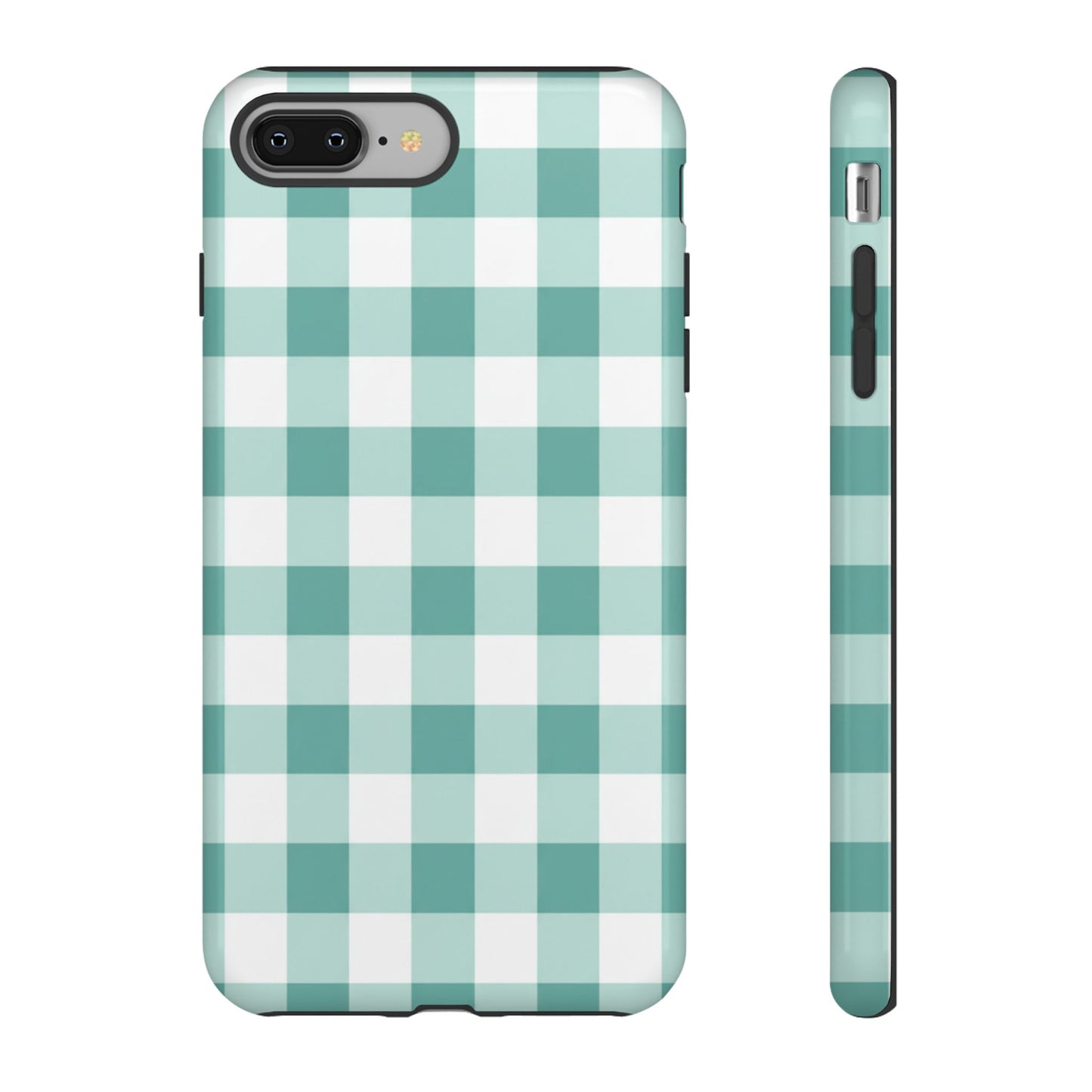 Mint Green Buffalo Check Tough Phone Case — Durable Plaid Protective Cover