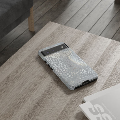Grey Leopard Print Tough Phone Case — Durable Protective iPhone Cover