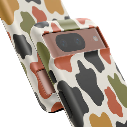 Camouflage Pattern Tough Phone Case – Retro Olive, Rust & Mustard Protective Cover
