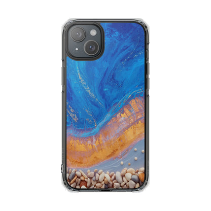 Clear Magnetic Impact Phone Case — Blue Ocean Resin & Pebble Design
