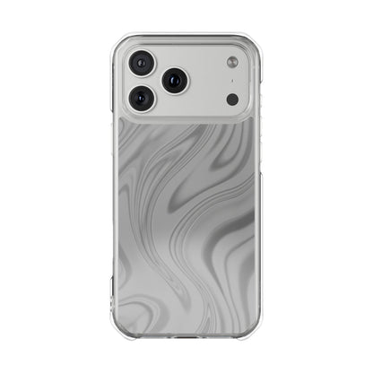 Clear Magnetic Impact Phone Case — Gray Marble Swirl