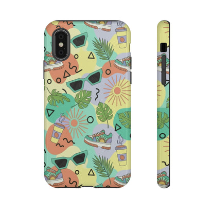 Tropical Summer Phone Case — Retro Sunglasses, Sneakers & Palm Pattern