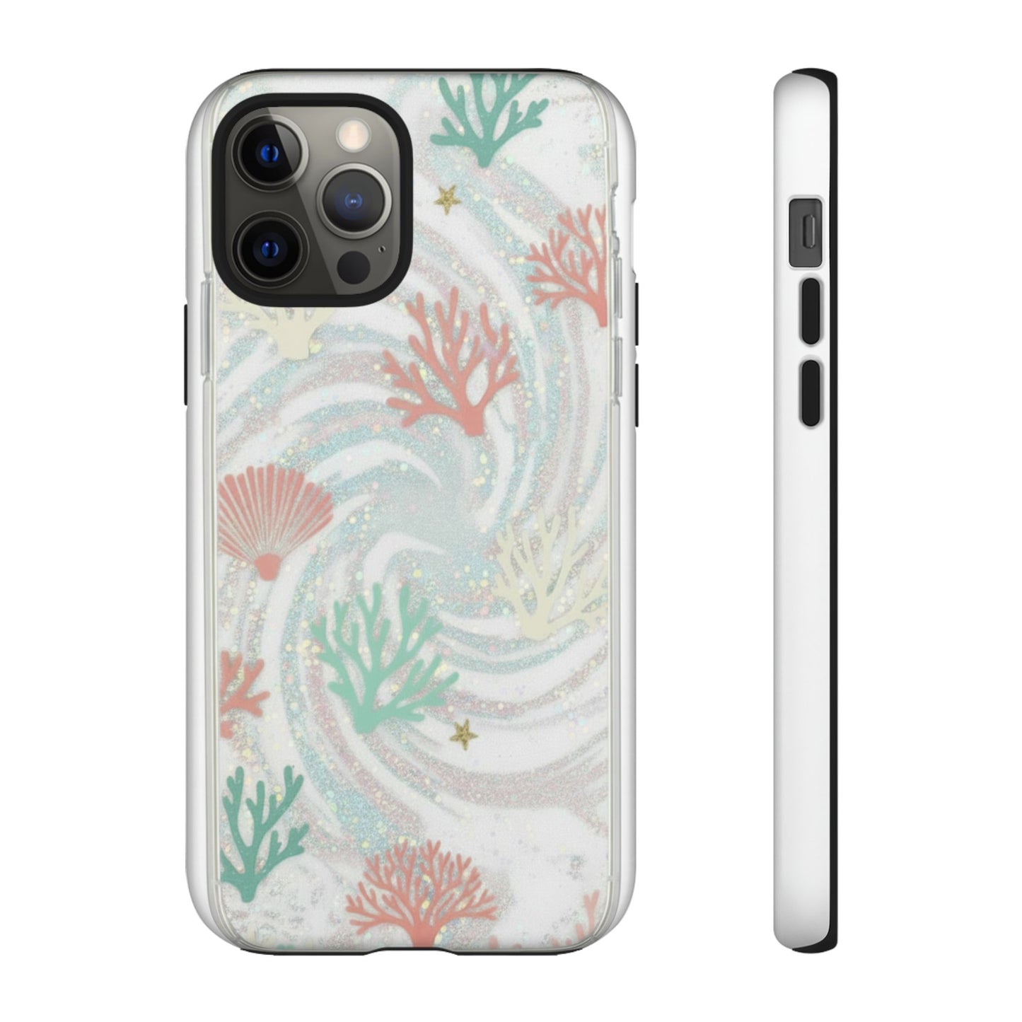 Seafoam Coral Tough Phone Case - Pastel Ocean Wave Design