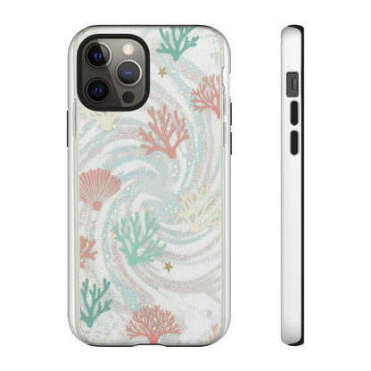 Seafoam Coral Tough Phone Case - Pastel Ocean Wave Design