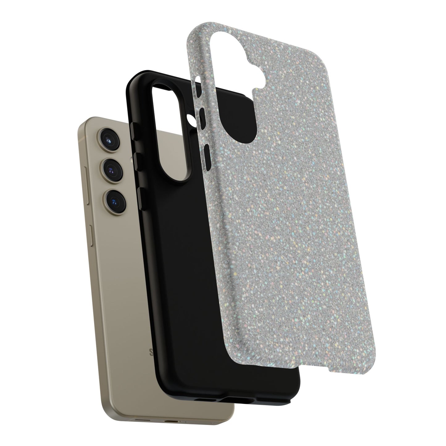Glitter Silver Tough Phone Case — Sparkling Protective Phone Case