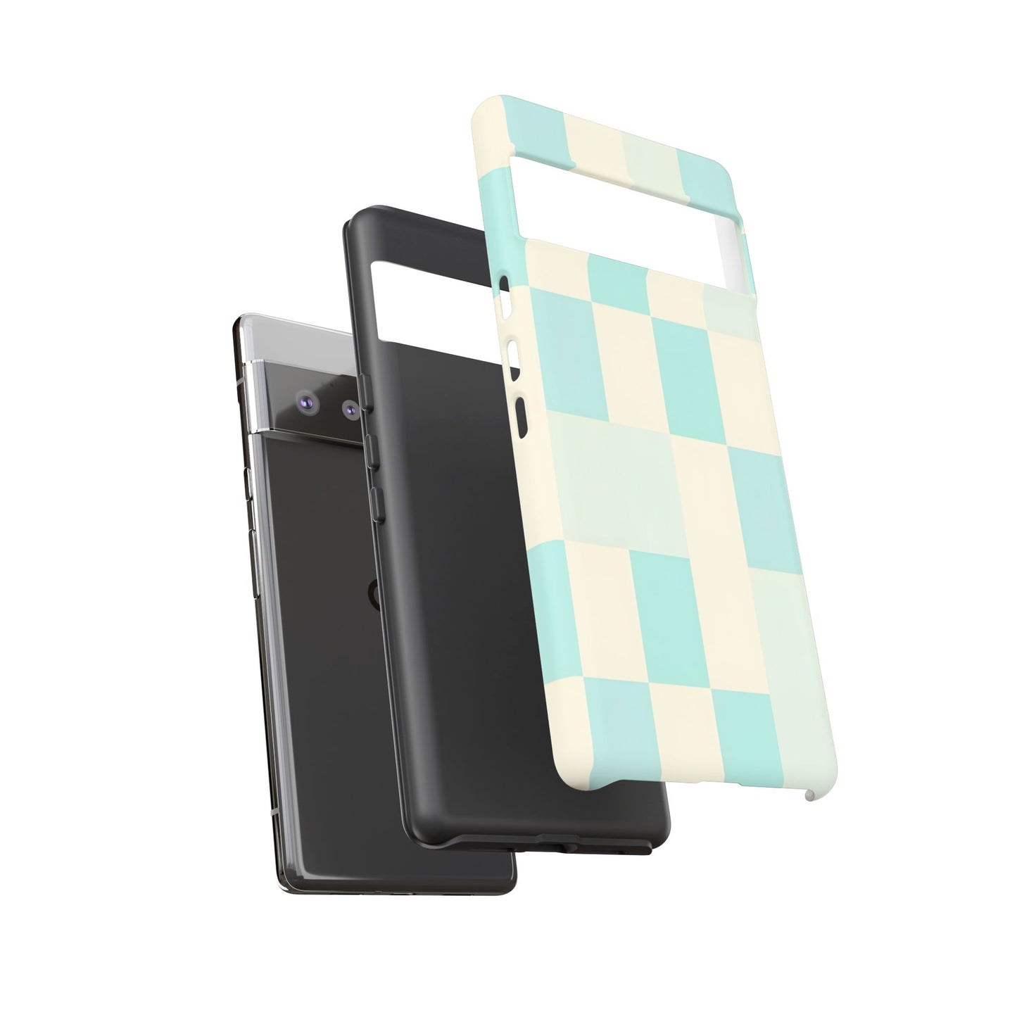 Pastel Checkerboard Tough Case – Mint & Cream Protective Phone Cover
