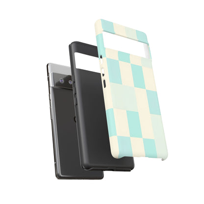 Pastel Checkerboard Tough Case – Mint & Cream Protective Phone Cover