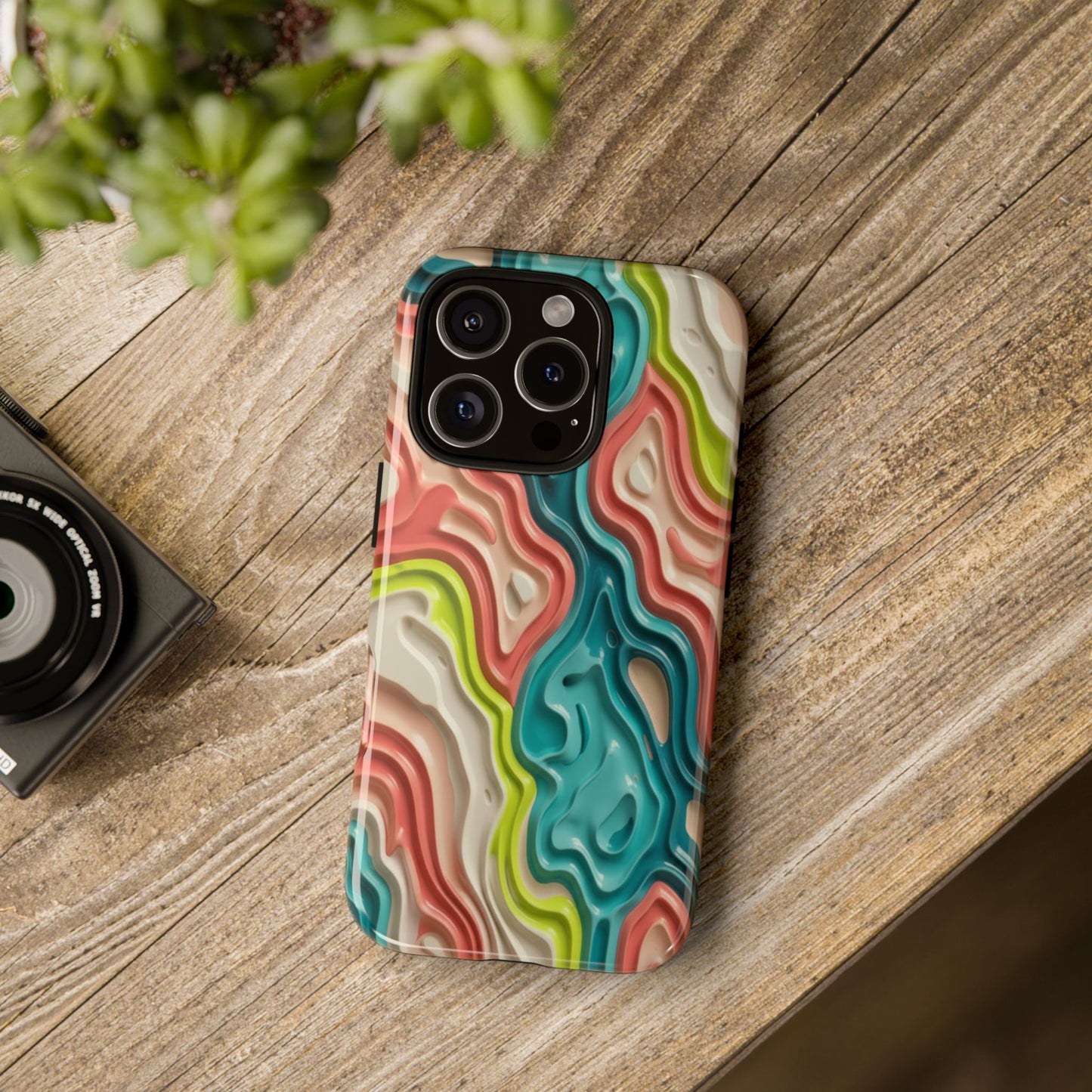 Abstract Contour Phone Case — Colorful Topographic Pattern Tough Case