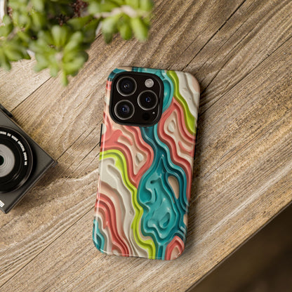 Abstract Contour Phone Case — Colorful Topographic Pattern Tough Case