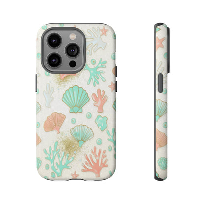 Seashell Coral Phone Case — Pastel Beach Shells Protective Tough Case