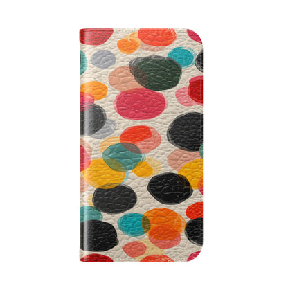 Colorful Confetti Dot Flip Phone Case — Retro Polka Wallet Cover