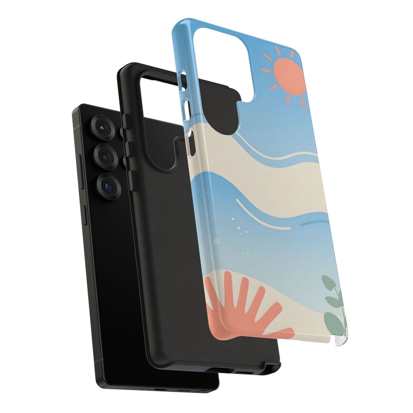 Beach Waves Tough Phone Case — Summer Sun & Seashell Protective Cover