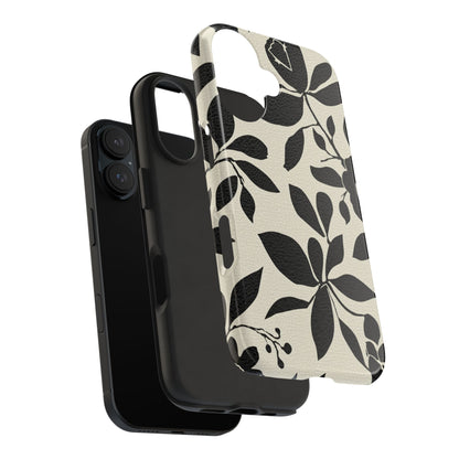 Tough Phone Case — Black Floral Silhouette Protective Cover