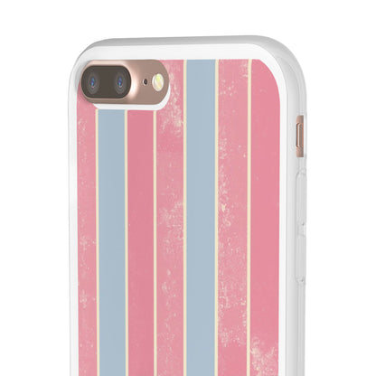 Striped Pink & Blue Phone Case — Retro Pastel Flexi Case