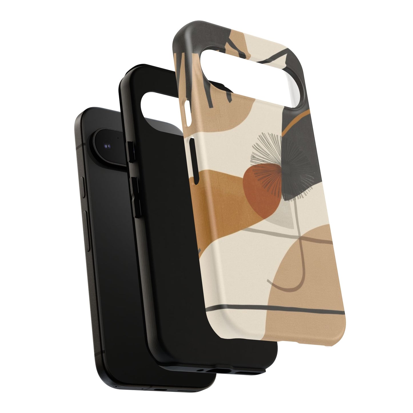 Abstract Earth Tone Phone Case — Mid-Century Minimalist Tough Case