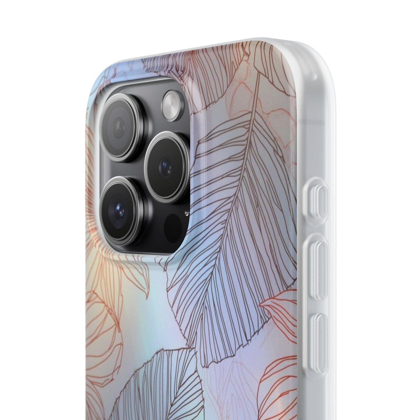 Floral Holographic Phone Case — Iridescent Leaves & Flowers Flexi Case