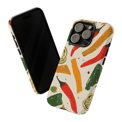 Spicy Peppers Phone Case – Colorful Chili, Lime & Citrus Pattern