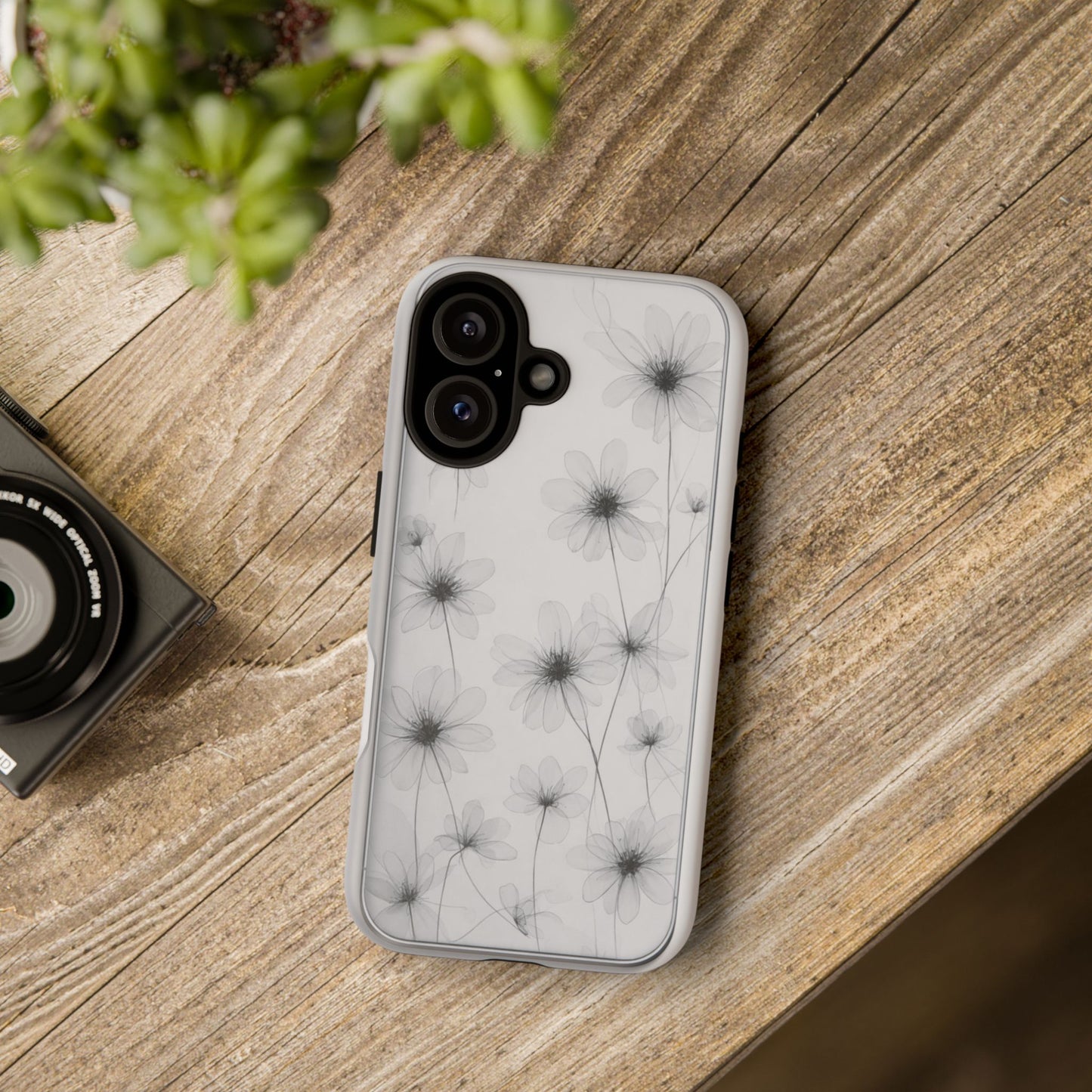 Tough Case — Black & White Floral Tough Phone Case