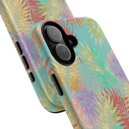 Tropical Palm Leaf Tough Phone Case – Colorful Pastel Botanical Protection