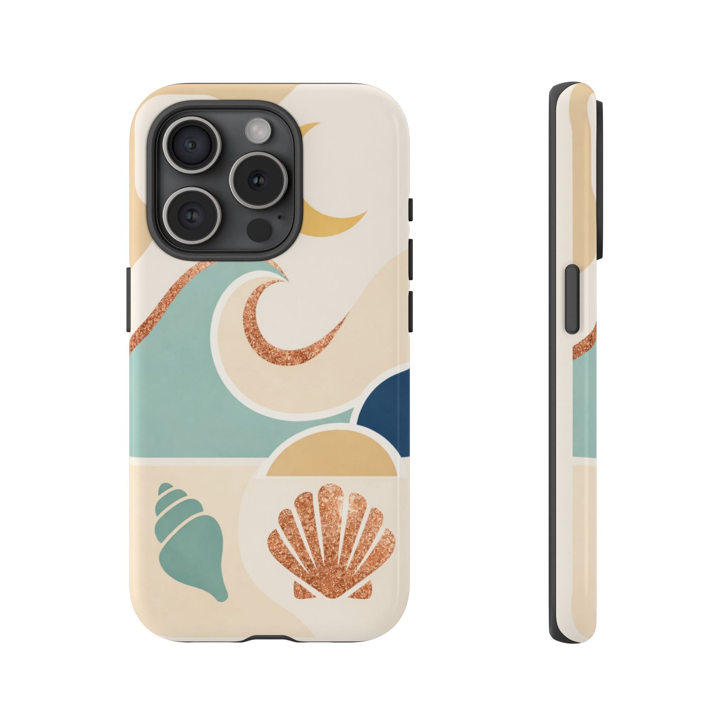 Sea Breeze Tough Phone Case — Retro Waves & Shells Design
