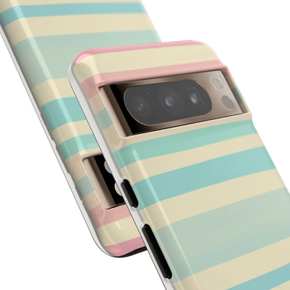 Pastel Striped Tough Phone Case – Protective Retro Rainbow Design