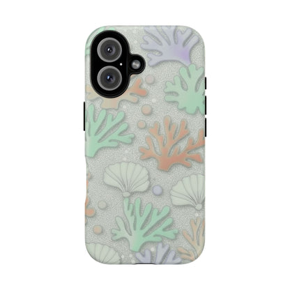Pastel Coral Reef Tough Phone Case – Sea Shell & Coral Pattern Durable Protector