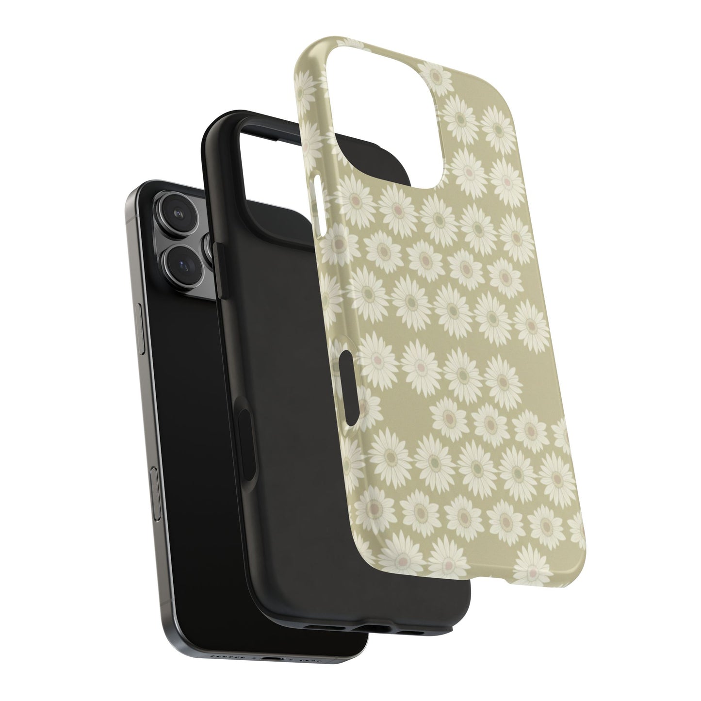 Daisy Pattern Tough Phone Case — Protective Floral iPhone Cover