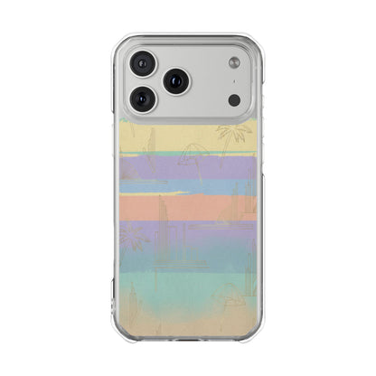 Pastel Stripe Clear Magnetic Impact Phone Case — Retro Beach Vibes