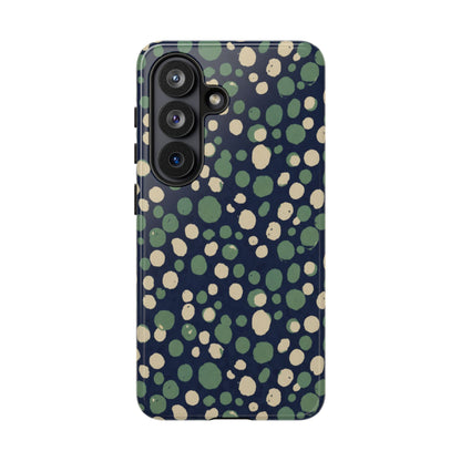 Phone Case - Navy Green Abstract Dot Protective Cover