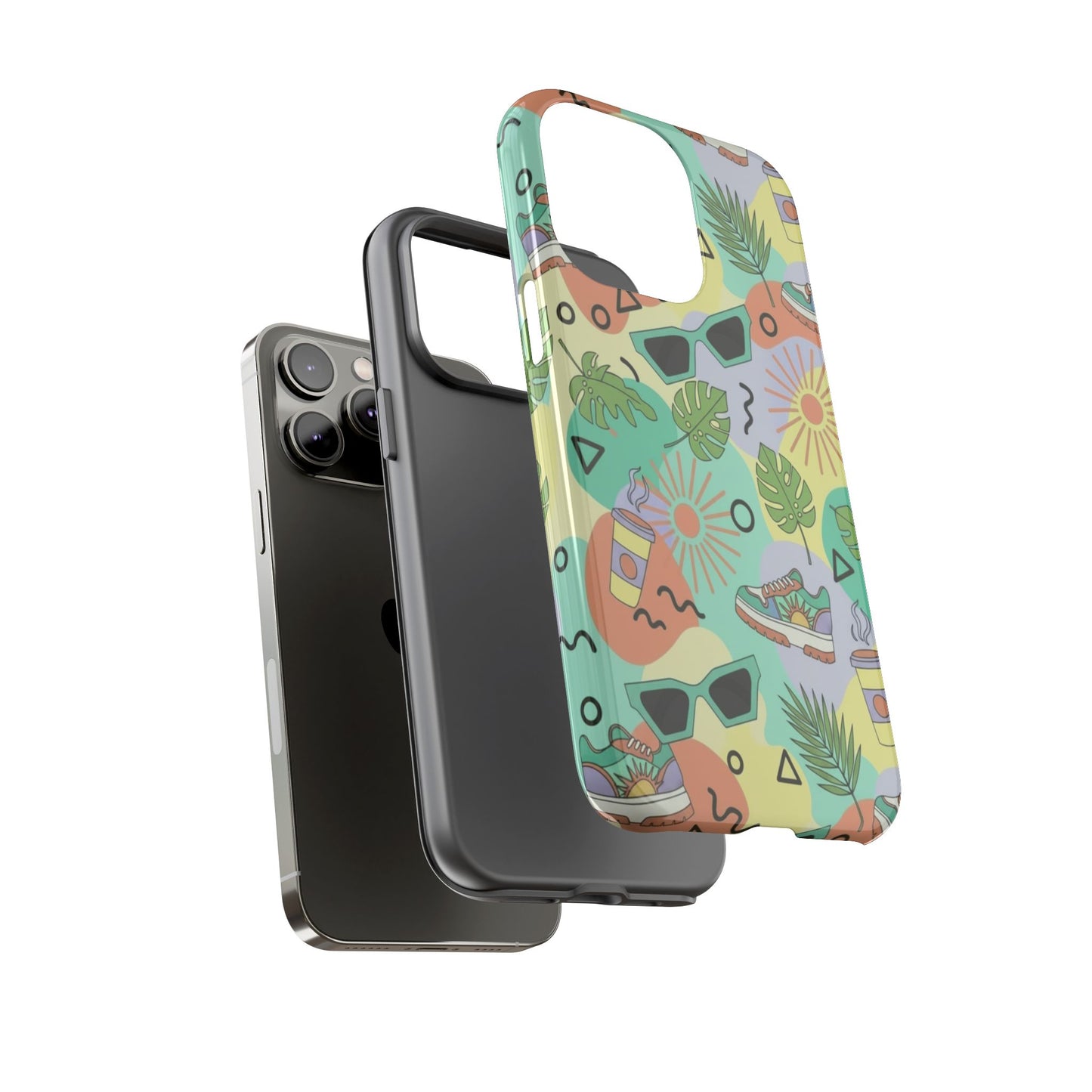 Tropical Summer Phone Case — Retro Sunglasses, Sneakers & Palm Pattern