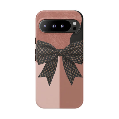 Bow Stripe Tough Phone Case – Pink Mauve Protective Cover