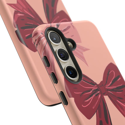Bow Pattern Tough Phone Case — Pink, Red & Black Decorative Bows