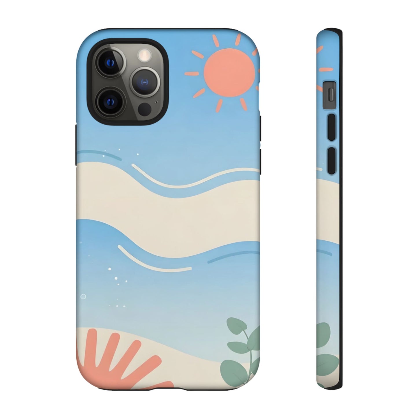 Beach Waves Tough Phone Case — Summer Sun & Seashell Protective Cover